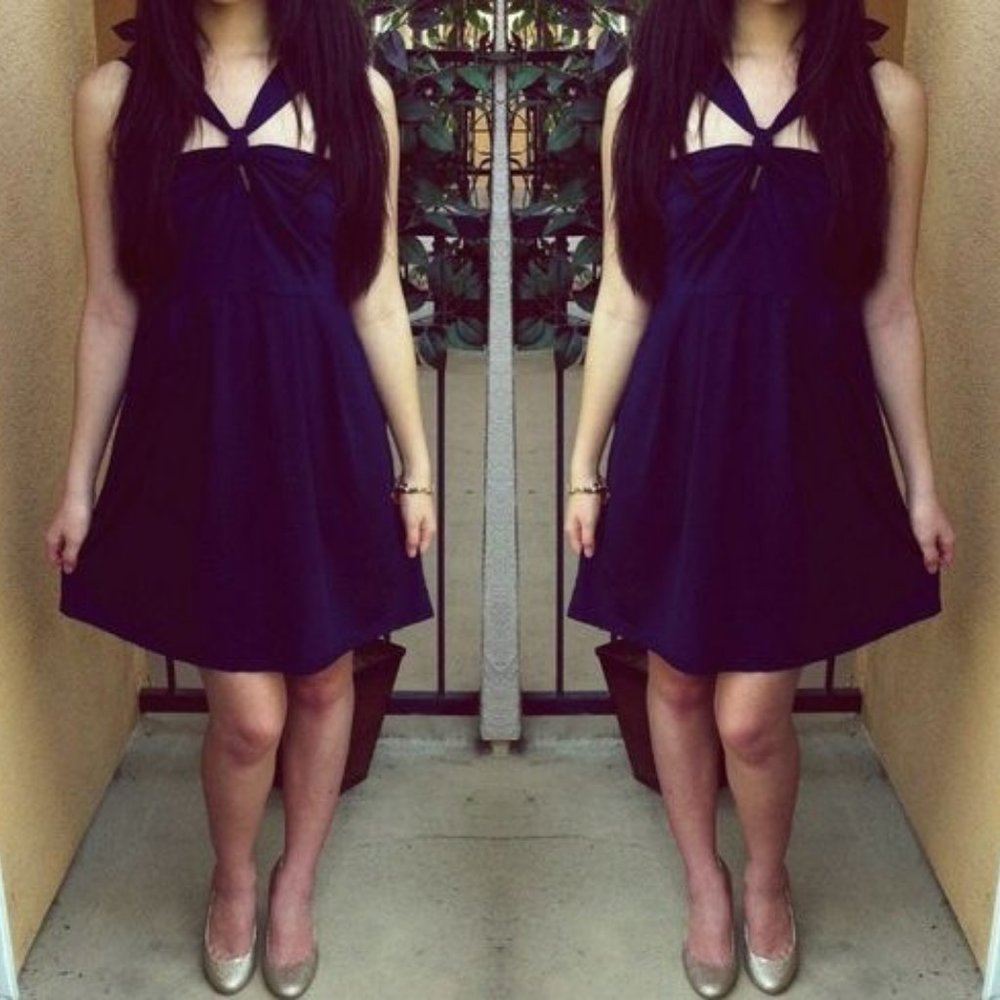 👗Navy Blue Halter Dress